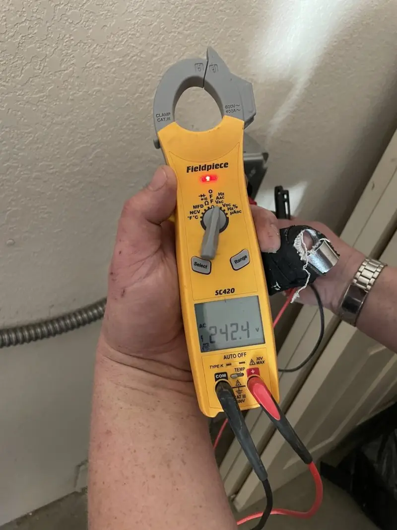 Voltage testing with clamp meter during Generator Installation in Waterford